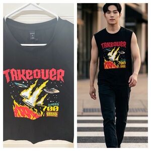 ROMWE Black Takeover Graphic Tank Top